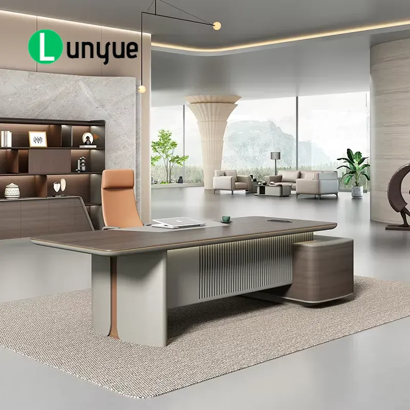 Office Tech Management - Luxuriöser Moderner L-förmiger Chefschreibtisch, High-Tech-Büromöbel für