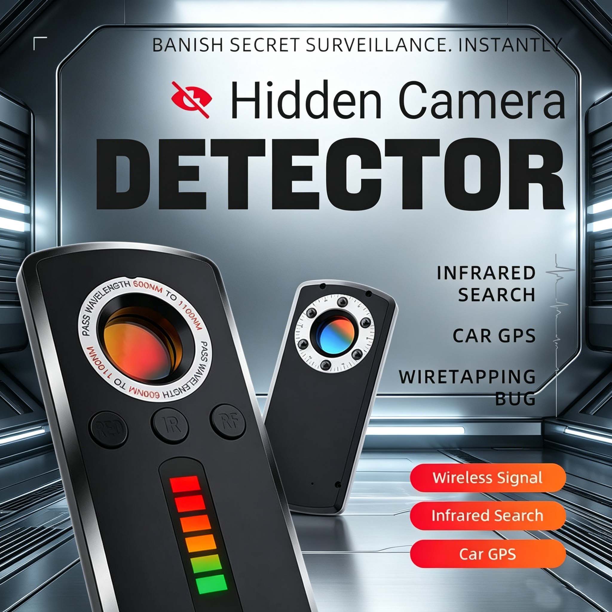 Tech For Office - Versteckter Kamera-Detektor Anti-Spionage-Gadget RF-Signal GPS-Tracker-Detektor Infrarot-Kamerafinder