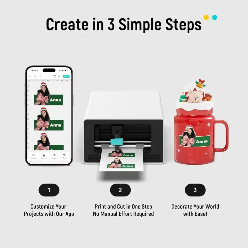 Label Printer Thermal - PixCut S1 All-in-One Aufkleber-Herstellungsmaschine Thermischer Sublimationsdrucker