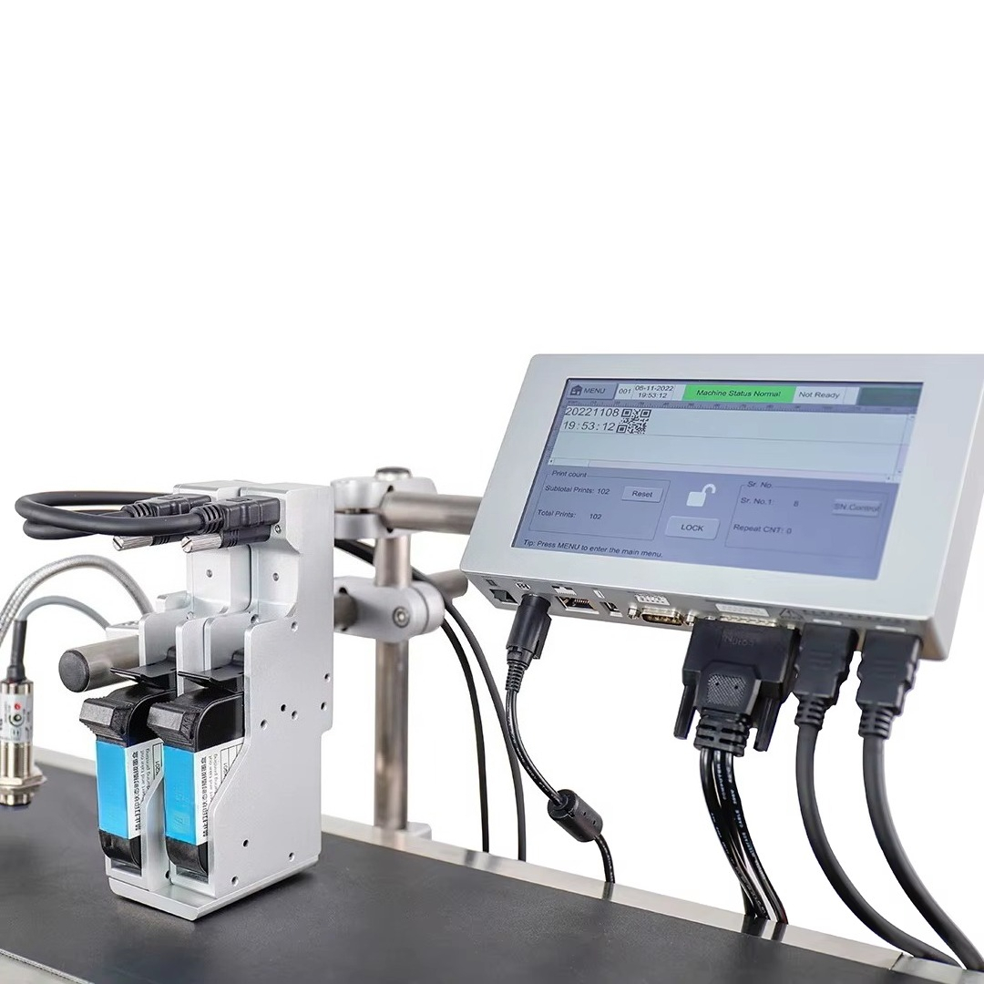 Label Printer Thermal - Online-Thermo-Tintenstrahldrucker für Barcode/Etikett/Logo/QR-Code/Datum/Chargennummer