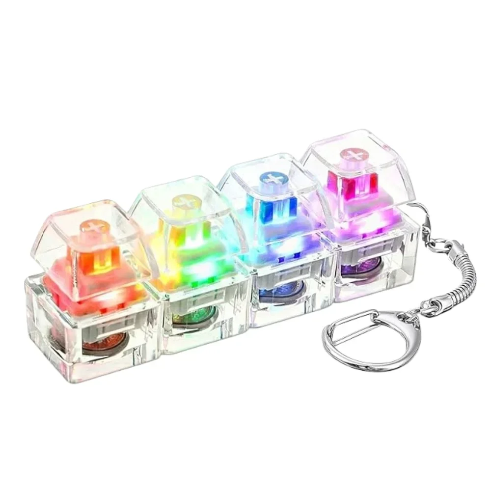 Tech For Office - 1 Stück LED-Tastatur-Tastenkappe Stressabbau-Schlüsselanhänger 4-Tasten-Fidget-Tool für