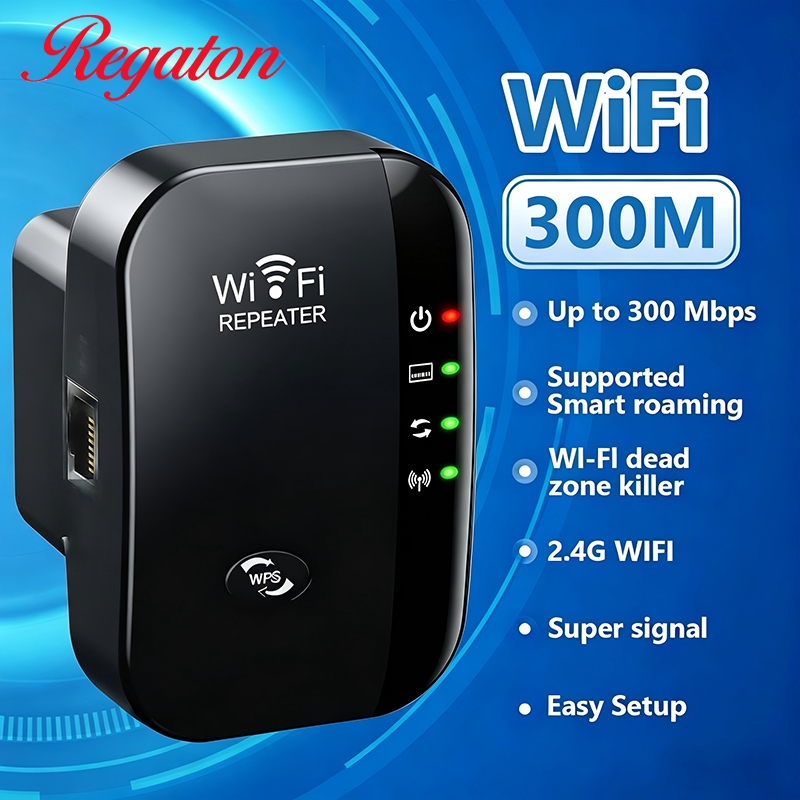 Tech For Office - Kabelloser 300M 2,4GHz WLAN-Reichweitenverstärker, Starker Signalverstärker