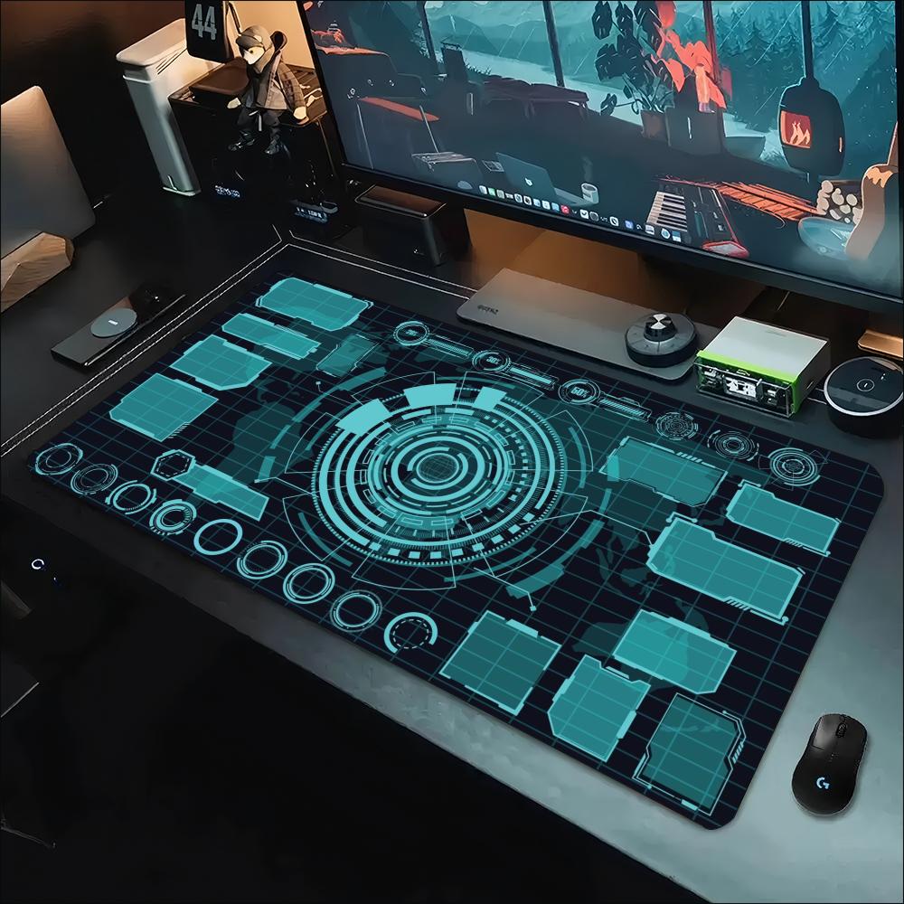 Office Tech Desk - Cyber Tech Console Interface Print Erweitertes